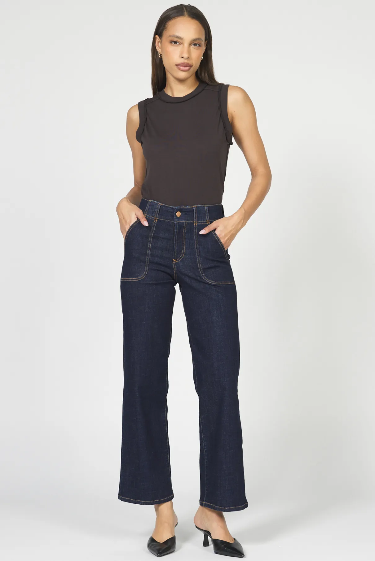 Holly High Rise Denim Jeans - Rinse Wash sold by Maude