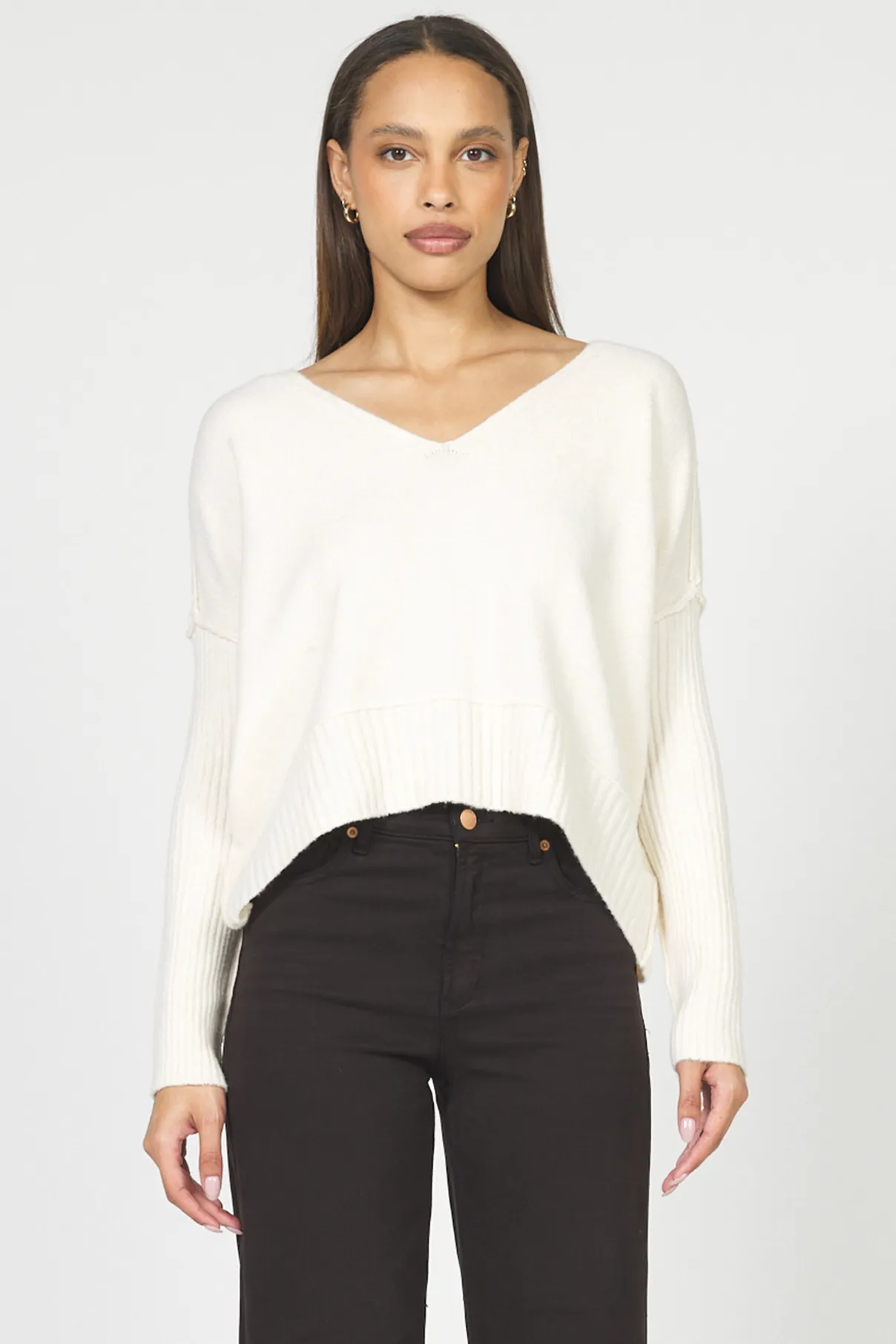 Clarette V-Neck Sweater - Cream sold by Maude