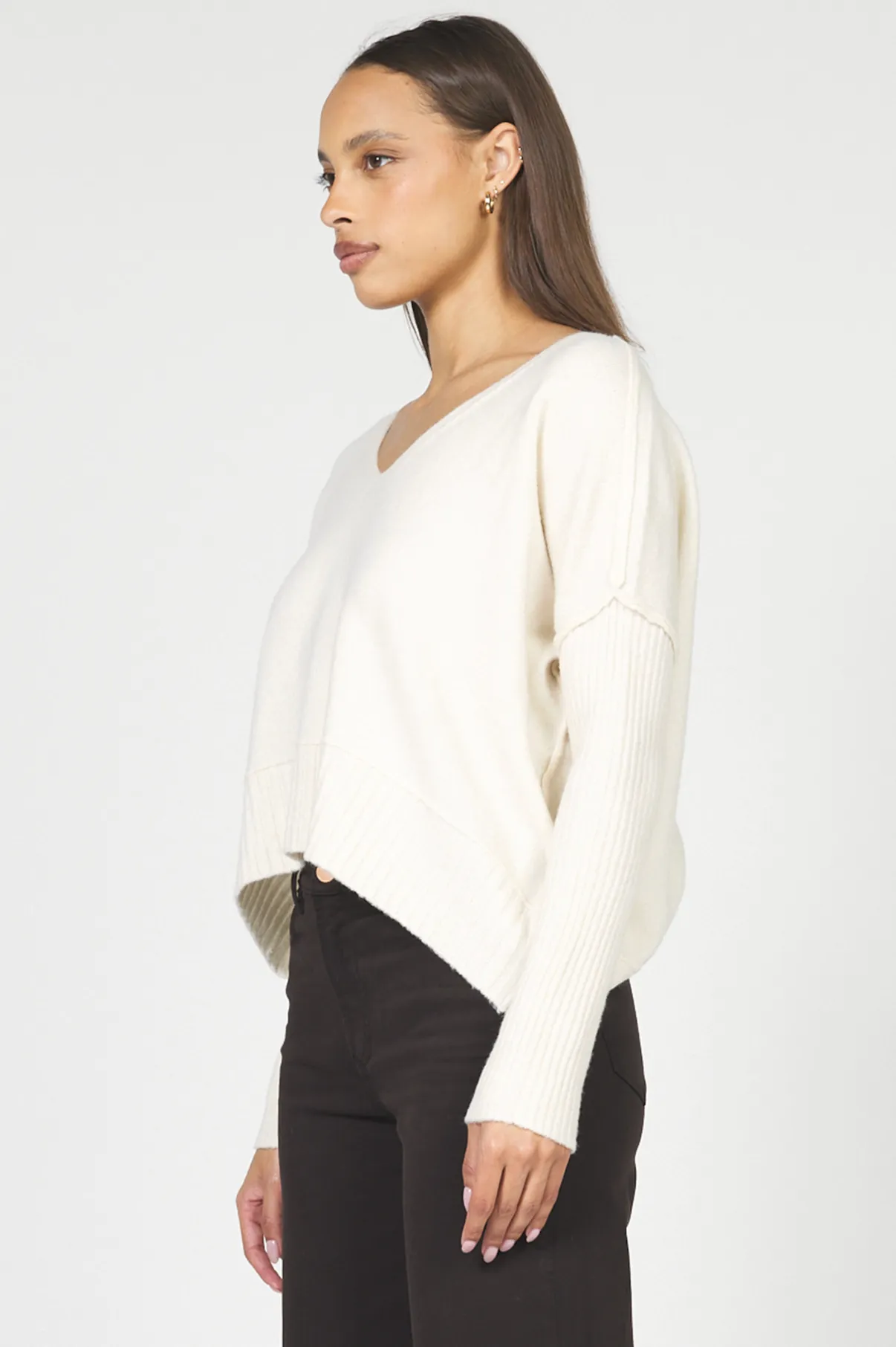 Clarette V-Neck Sweater - Cream sold by Maude product image thumbnail 3