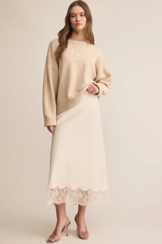 Cinder Lace Midi Skirt - Cloud sold by Maude