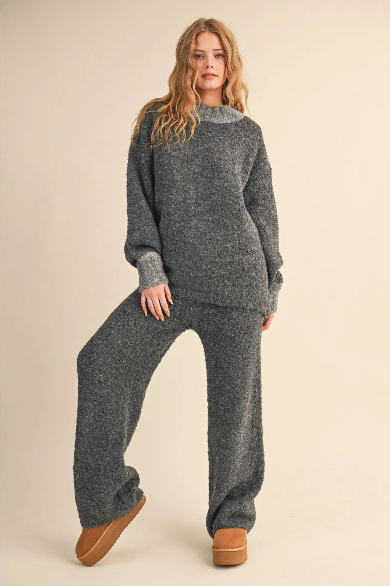 Matching Boucle Sweater Set - Charcoal sold by Maude