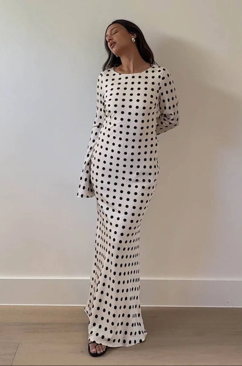 Polka Dot Satin Maxi Dress sold by Maude product image thumbnail 3