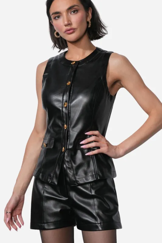 Molly Faux Leather Shorts - Black sold by Maude