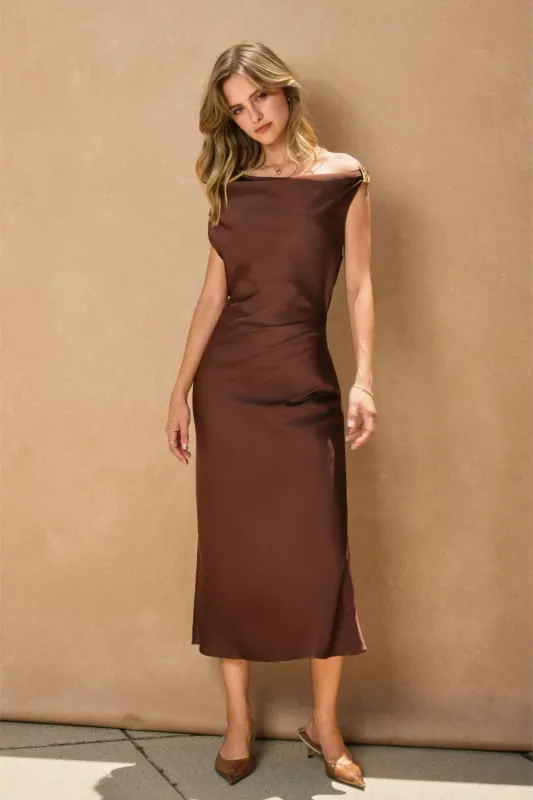 Camila Midi Dress - Brown sold by Maude