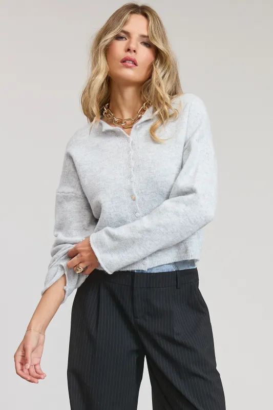 Elise Button Down Cardigan - Light Grey sold by Maude