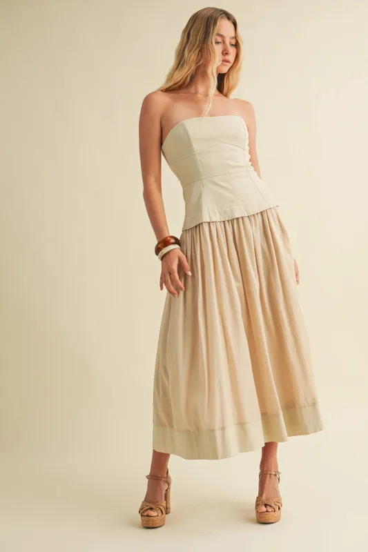 Corset Lined Strapless Dress - Ecru sold by Maude