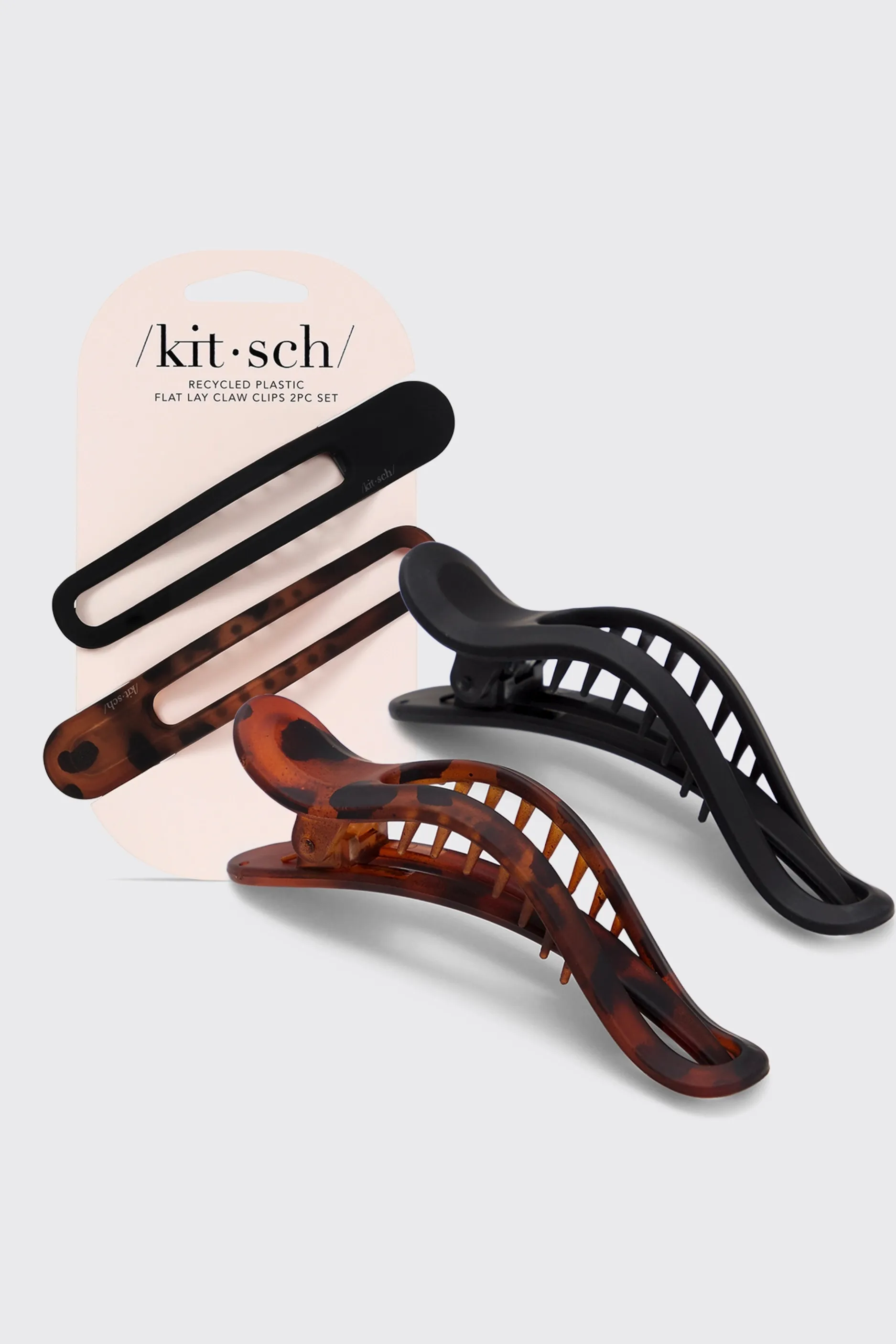 KITSCH - Flat Lay Claw Clip 2pc Curved - Black & Tort sold by Maude