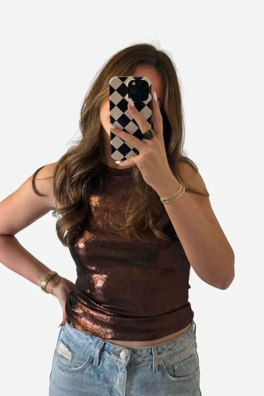 Glitter Tank Top - Brown sold by Maude