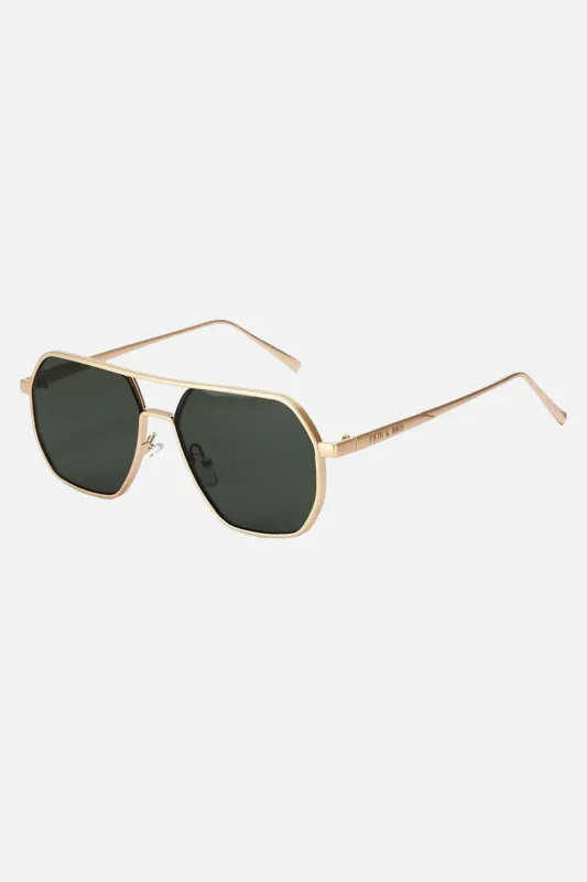 Nola Polarized Sunglasses - Green/Gold sold by Maude