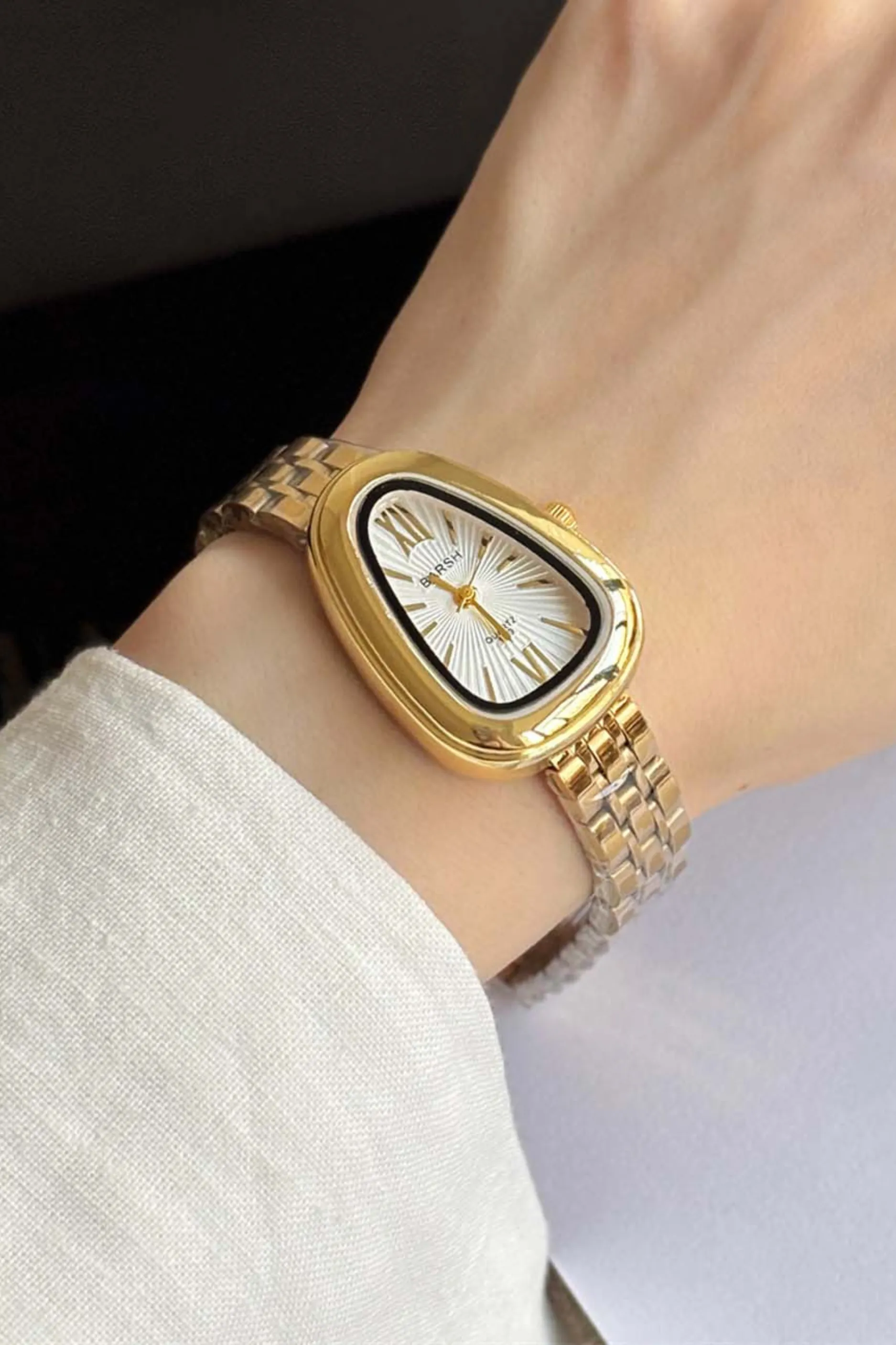 Geometric Dial Wrist Watch - Gold/White sold by Maude product image thumbnail 2