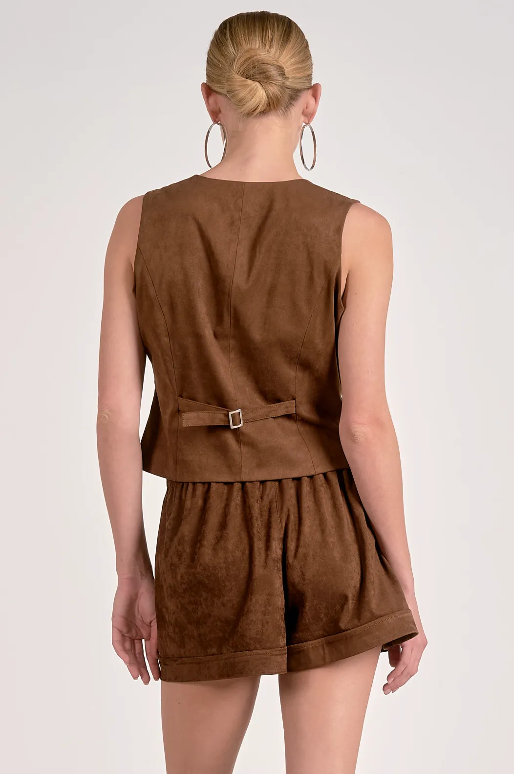 Suede V-Neck Vest - Chocolate sold by Maude product image thumbnail 3