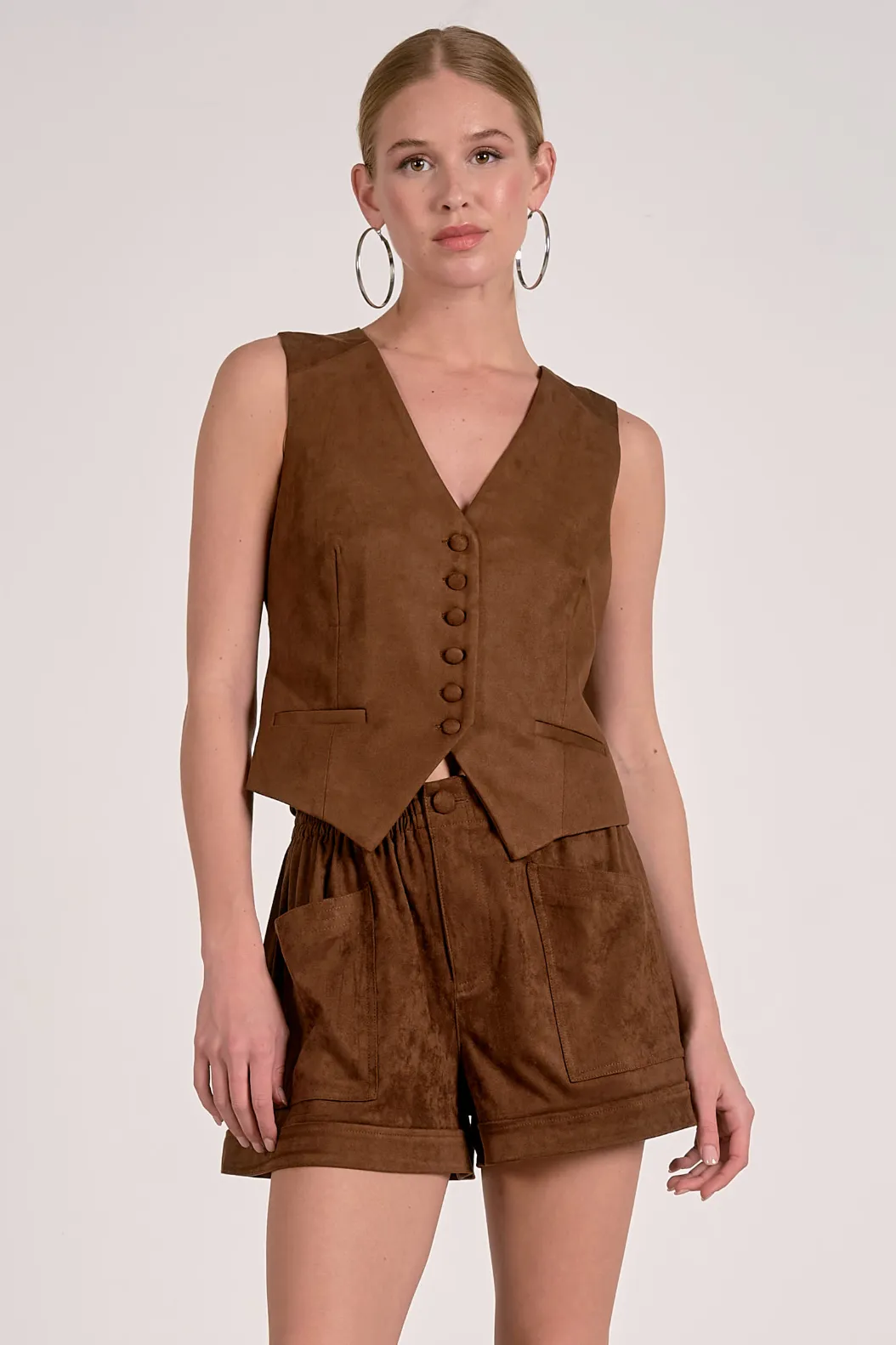 Suede V-Neck Vest - Chocolate sold by Maude product image thumbnail 2