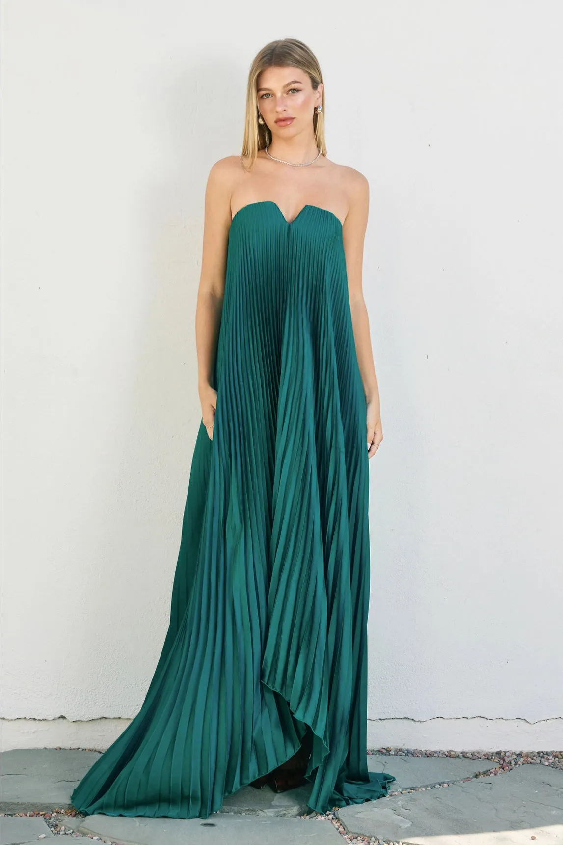 Moonglade Pleated Maxi Dress - Emerald sold by Maude product image thumbnail 3