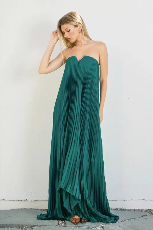 Moonglade Pleated Maxi Dress - Emerald made by Dress Forum