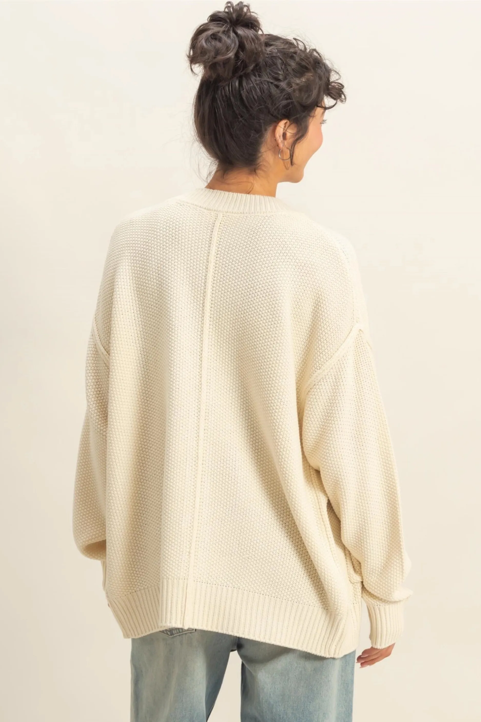 Button-Front Oversized Cardigan - Cream sold by Maude product image thumbnail 3