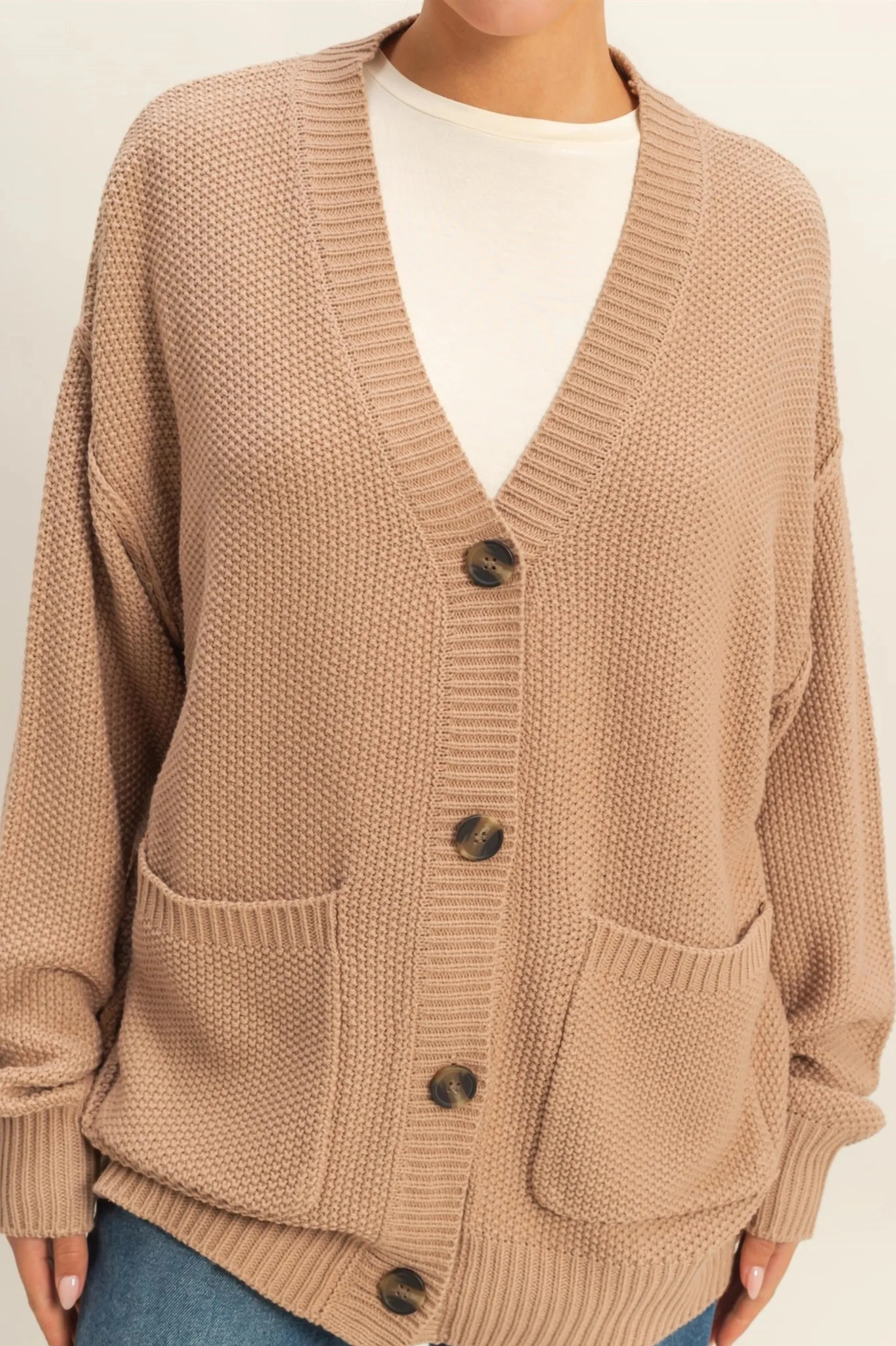 Button-Front Oversized Cardigan - Dark Taupe sold by Maude product image thumbnail 2
