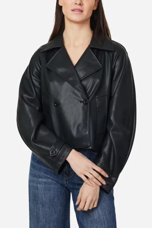 Vegan Leather Cropped Trench Coat sold by Maude