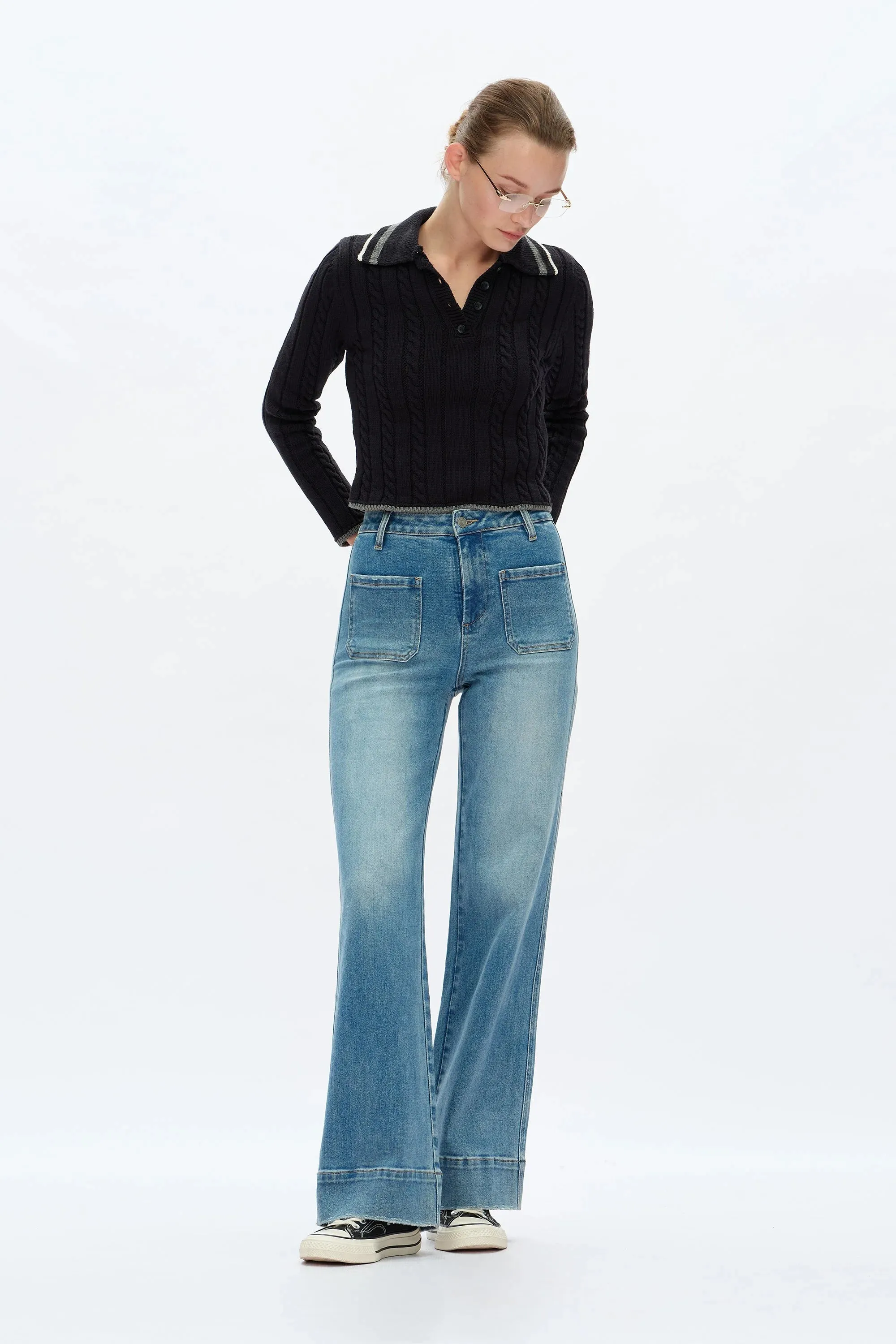 High Rise Wide Leg Jeans - Medium Blue sold by Maude product image thumbnail 4