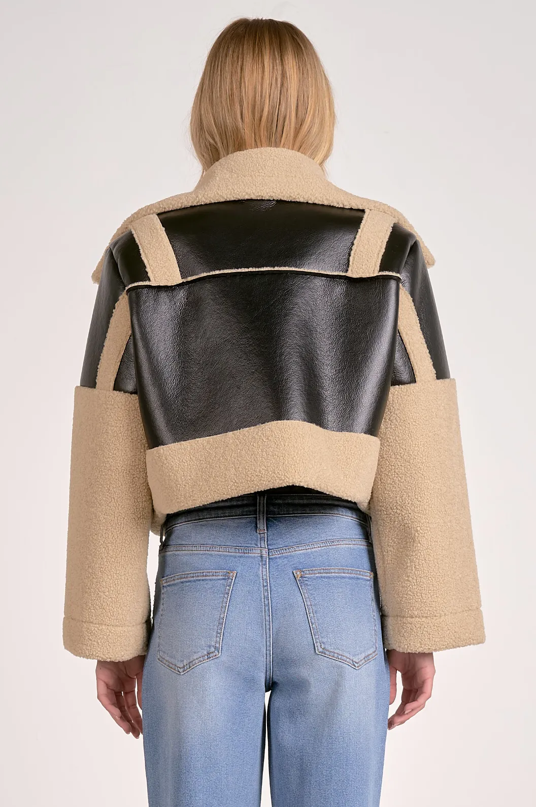 Cropped Leather Sherpa Jacket sold by Maude product image thumbnail 3