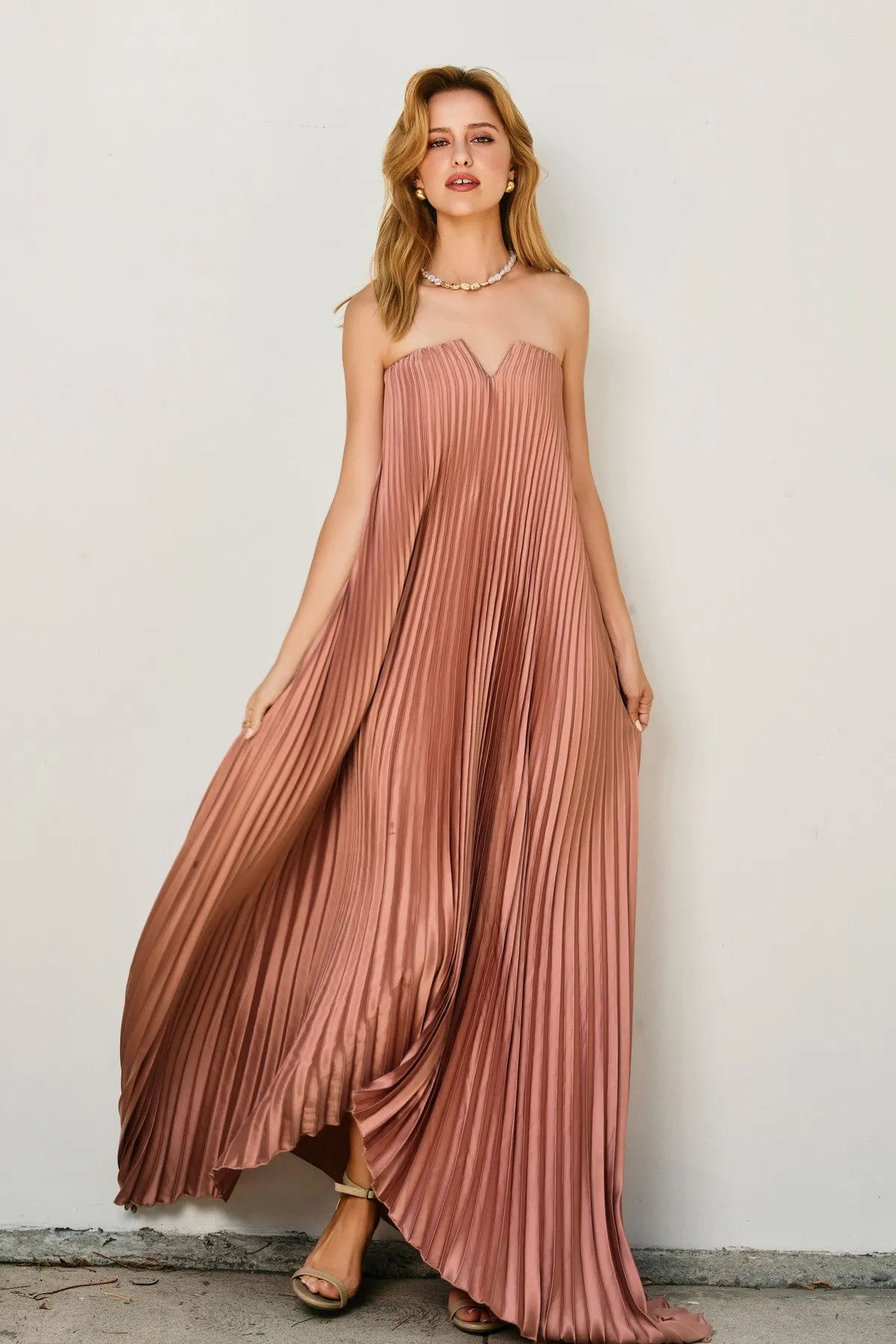 Moonglade Pleated Maxi Dress - Hazel sold by Maude product image thumbnail 2