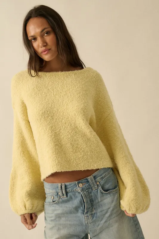 Textured Bubble Sleeve Sweater - Yellow sold by Maude
