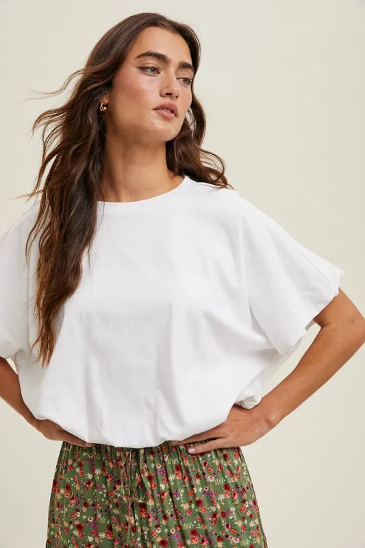 Bubble Hem Knit Top - White sold by Maude