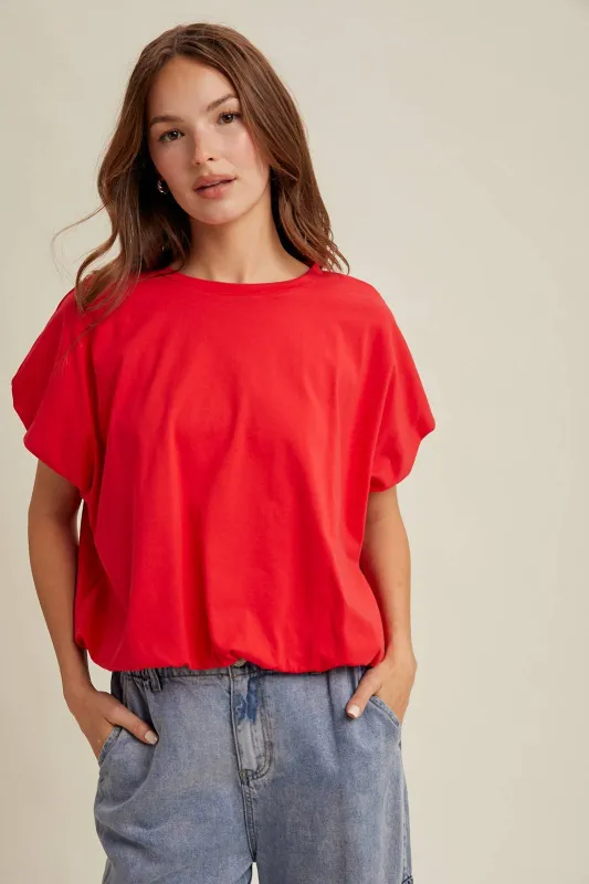 Bubble Hem Knit Top - Red sold by Maude