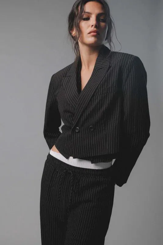 Cropped Pinstripe Blazer sold by Maude