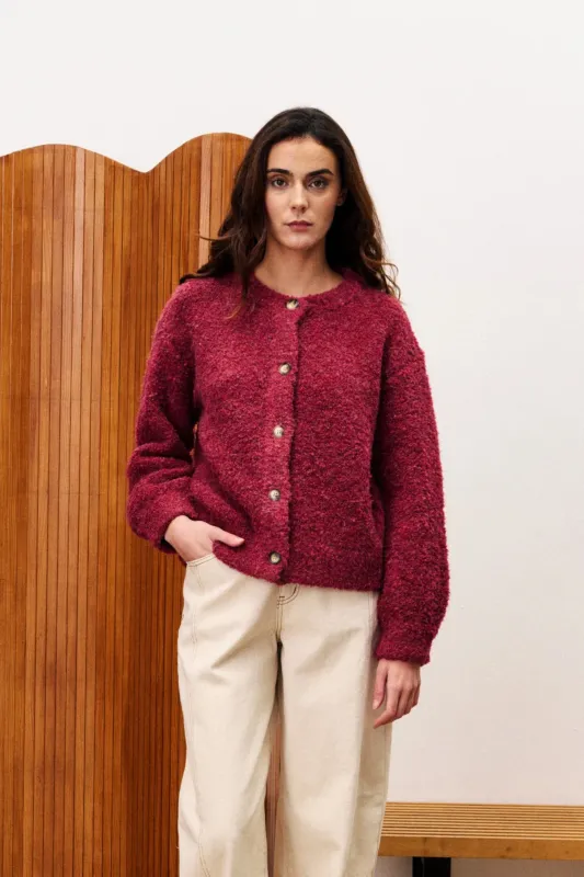 FRNCH Selkirk Cardigan - Bordeaux sold by Maude