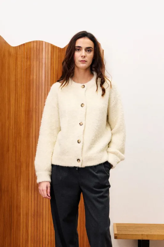 FRNCH Selkirk Cardigan - Cream sold by Maude