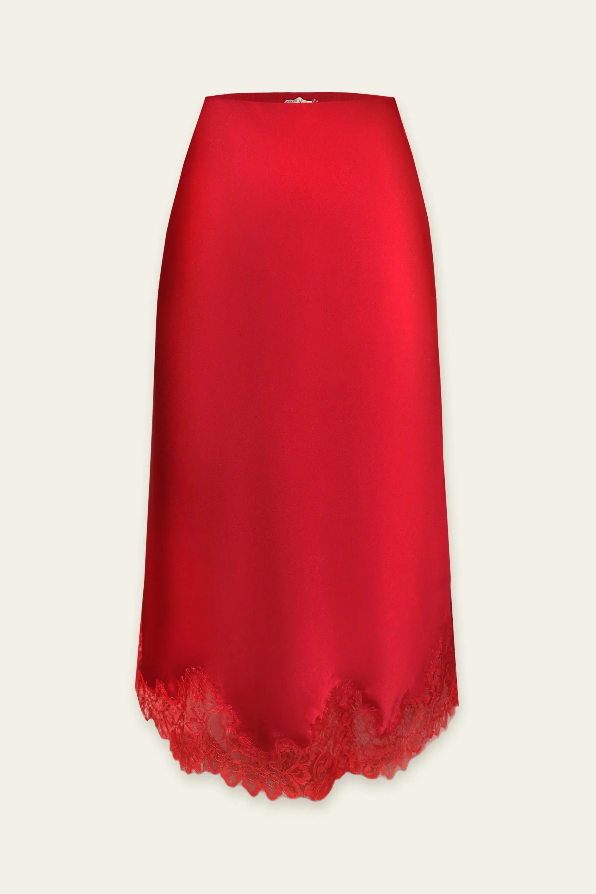 Satin Lace Midi Skirt - Red sold by Maude product image thumbnail 5