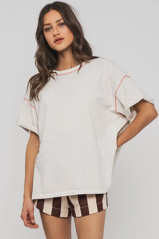 Timeless Oversized Tee - Chalk sold by Maude