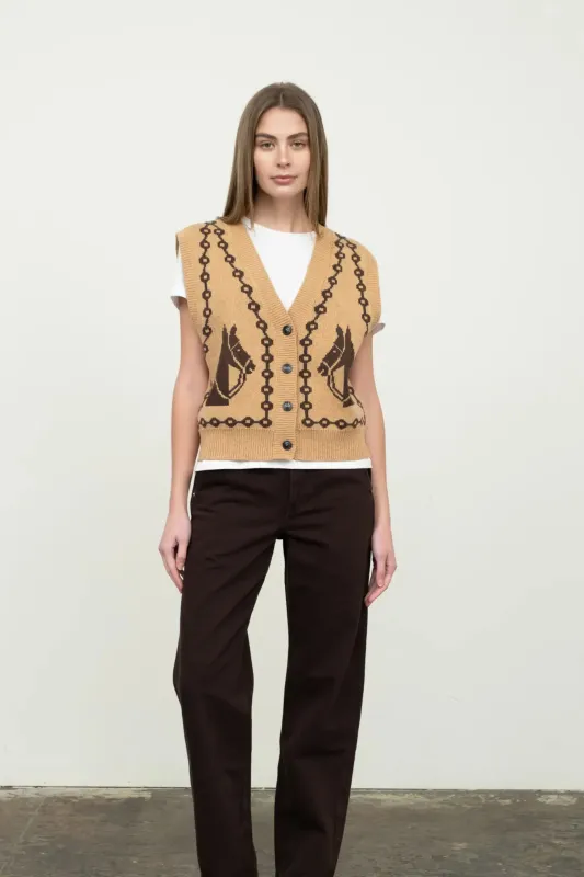Jacquard Horse Knit Vest sold by Maude