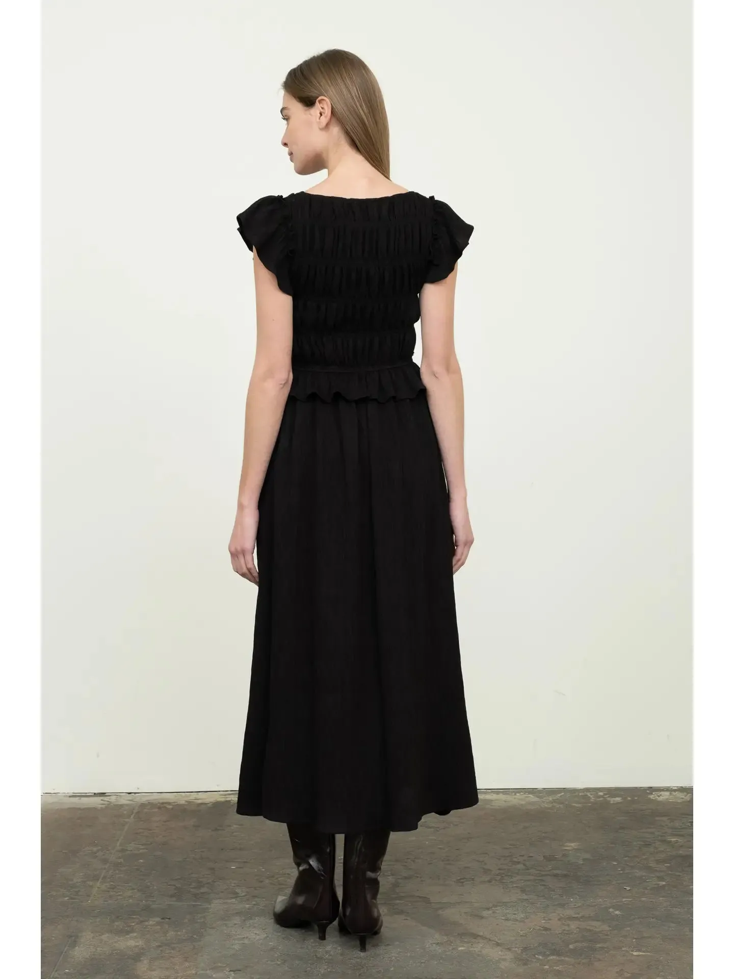 Shirred V Neck Midi Dress sold by Maude product image thumbnail 3