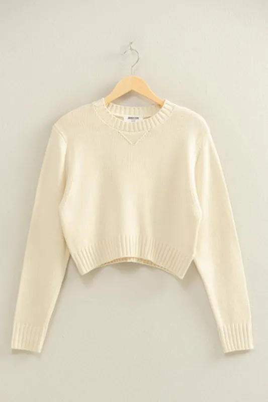 Cropped Long Sleeve Sweater Top sold by Maude