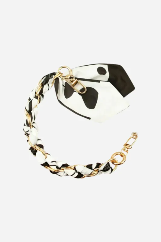 Gold Phone Chain - Black and White Scarf sold by Maude