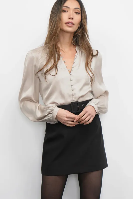 Aryanna Button Front Blouse - Chalk sold by Maude