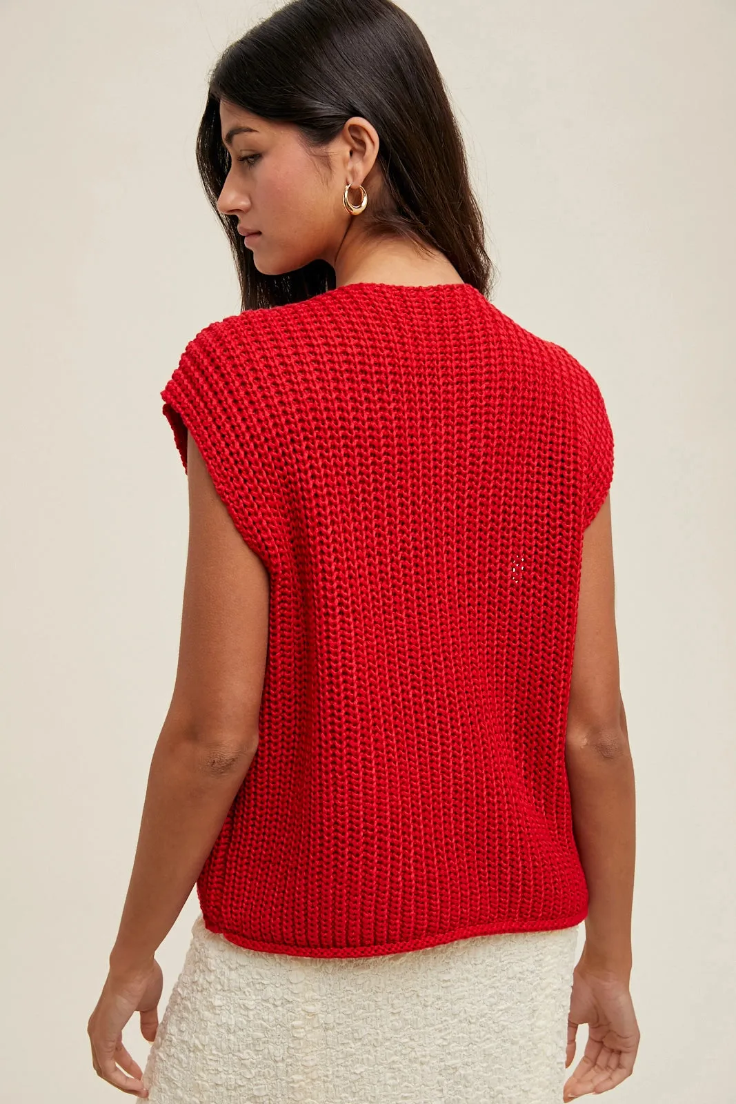 Button Up Sweater Vest - Red sold by Maude product image thumbnail 3