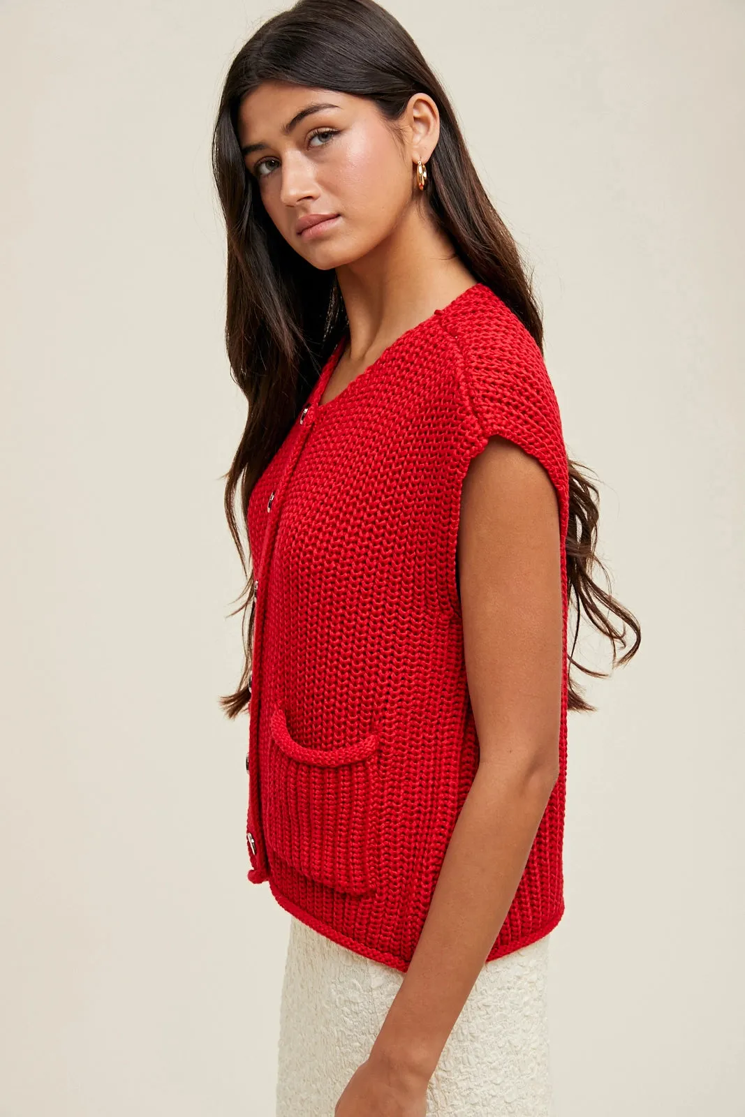 Button Up Sweater Vest - Red sold by Maude product image thumbnail 2