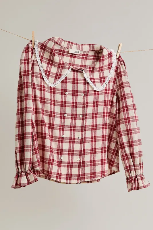 Peter Pan Collar Plaid Top sold by Maude