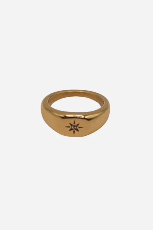 18K Lone Star Signet Ring - Gold sold by Maude