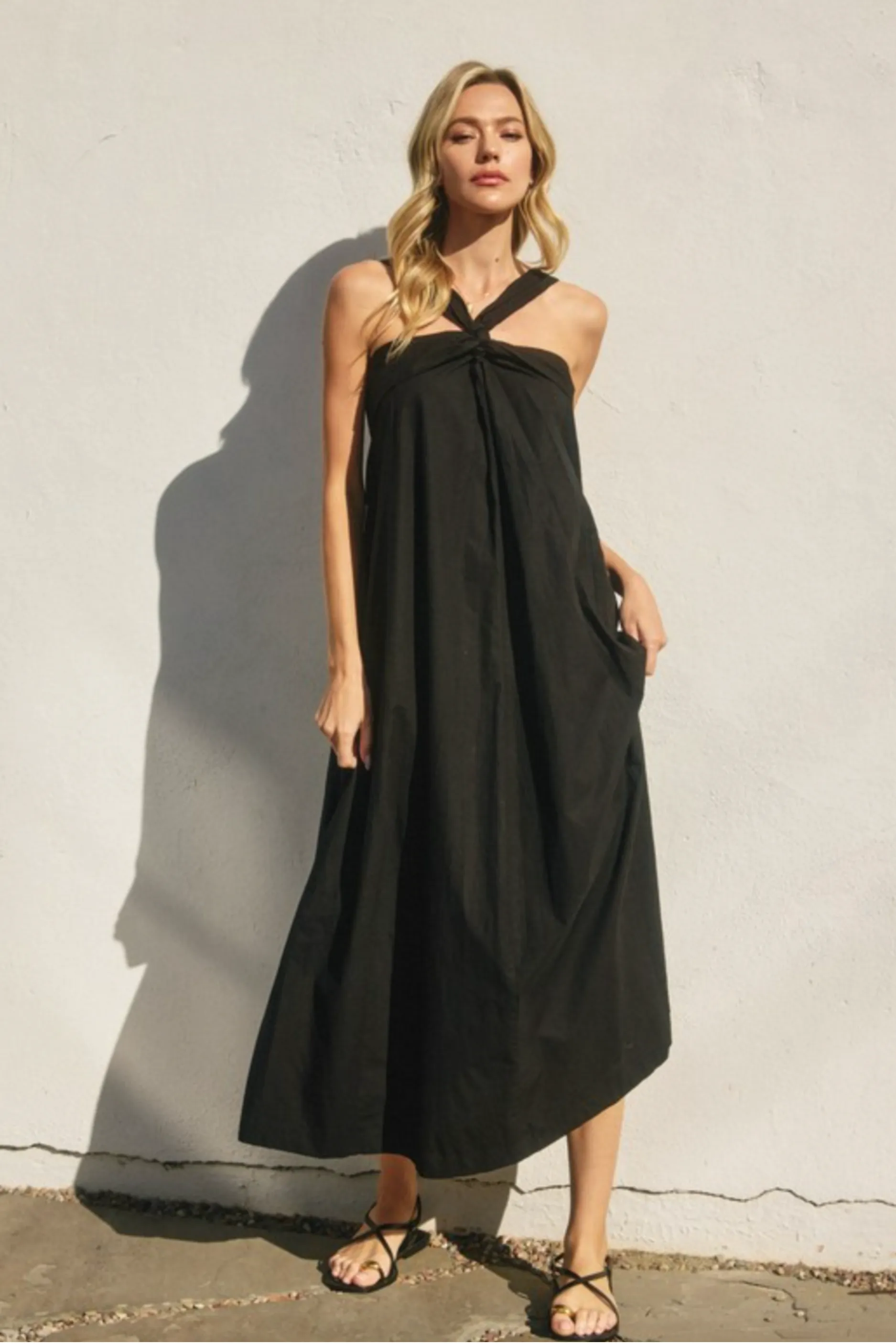 Cotton Halter Neck Maxi Dress - Black sold by Maude product image thumbnail 4