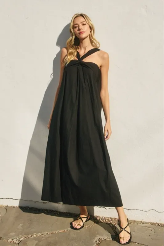 Cotton Halter Neck Maxi Dress - Black sold by Maude