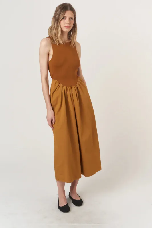 Corinne Soft Mixed Fabric Tank Dress - Cinnamon sold by Maude