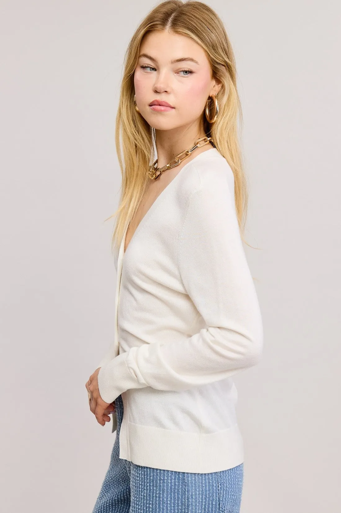 Split Hem Longline Knit Cardigan - Ivory sold by Maude product image thumbnail 4