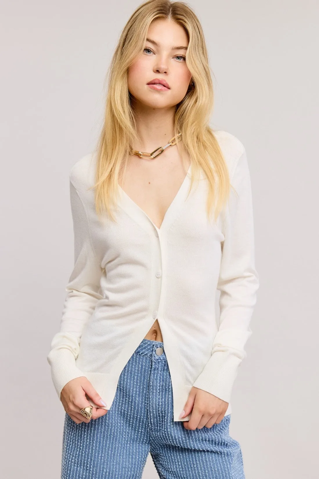 Split Hem Longline Knit Cardigan - Ivory sold by Maude product image thumbnail 3
