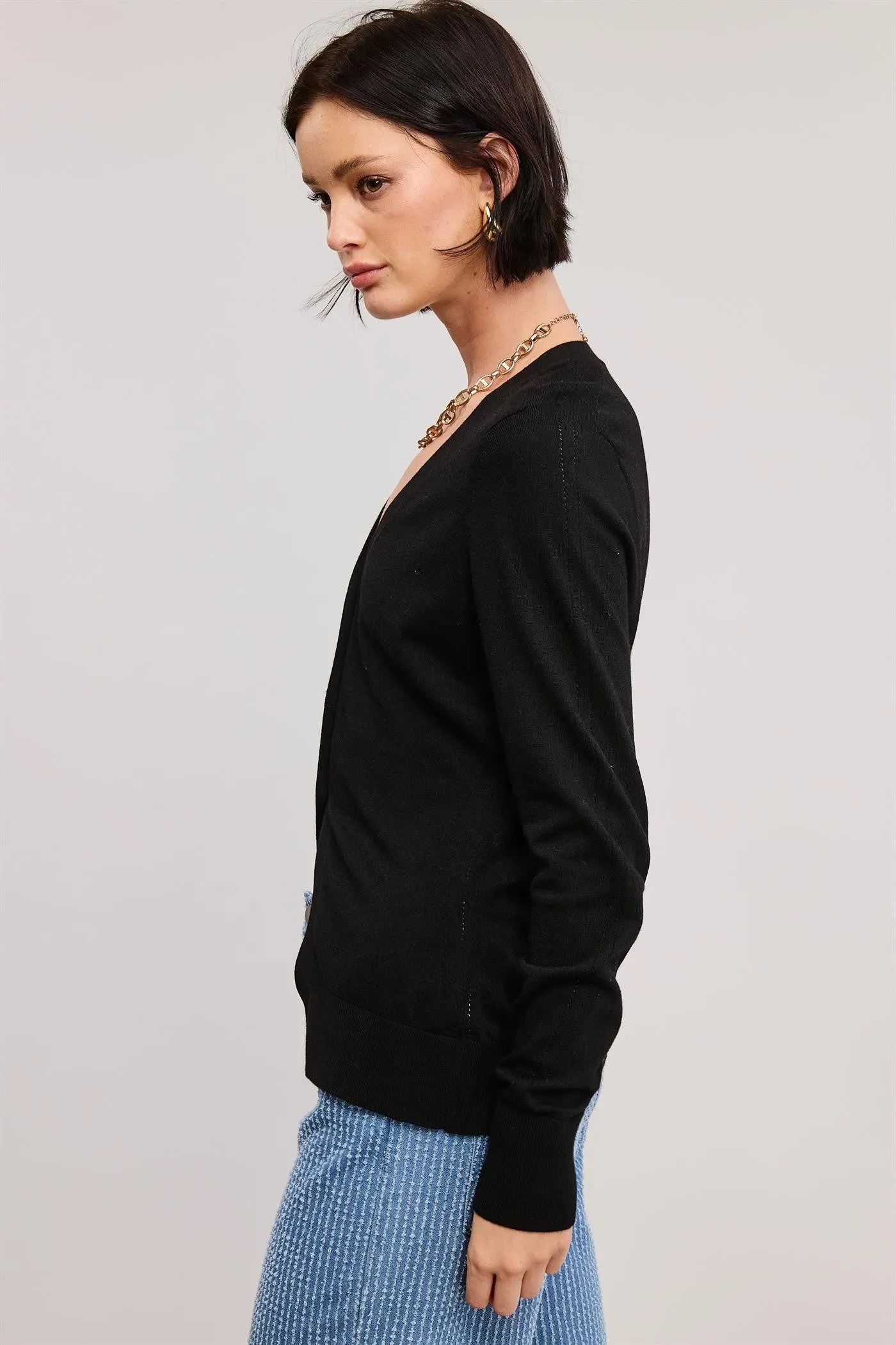 Split Hem Longline Knit Cardigan - Black sold by Maude product image thumbnail 4