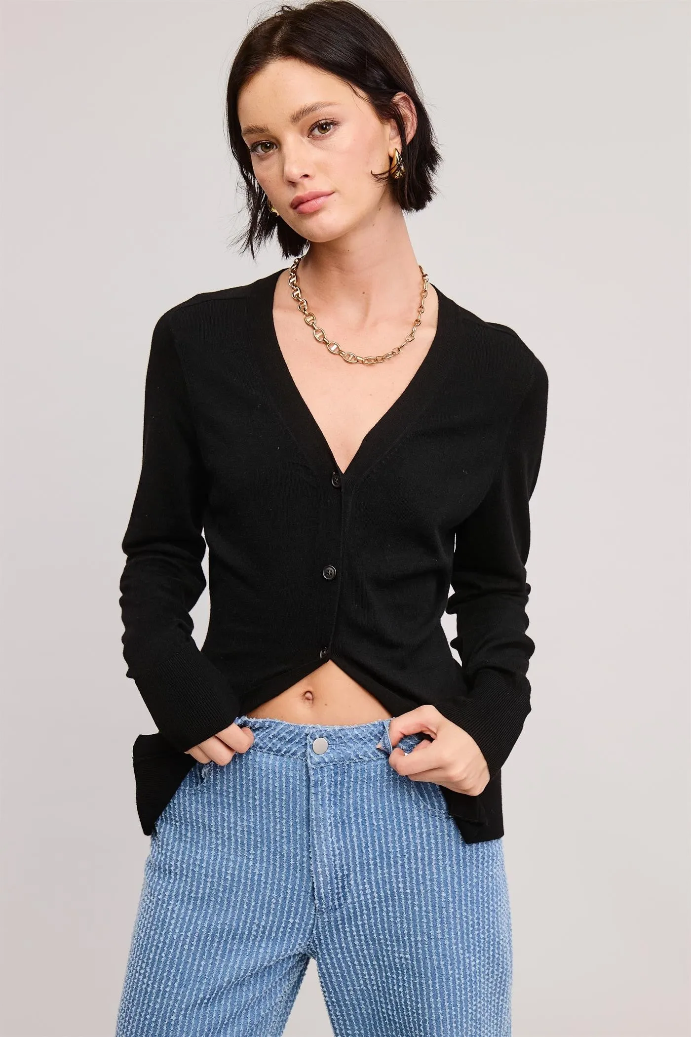 Split Hem Longline Knit Cardigan - Black sold by Maude
