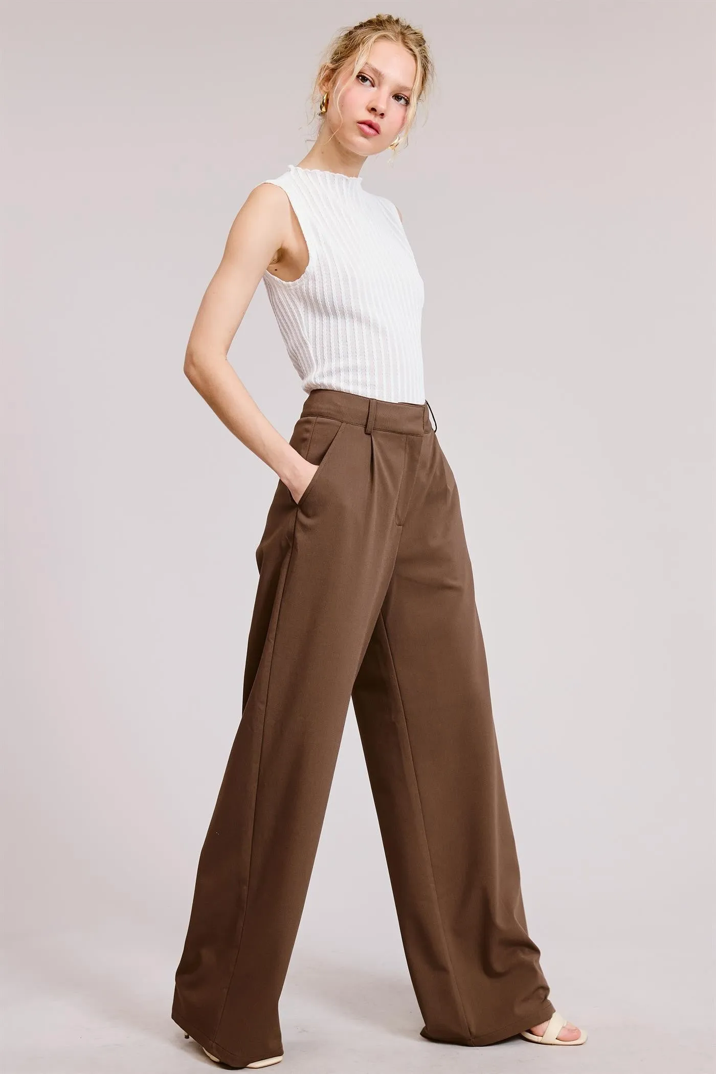 Pleated Wide Leg Trousers - Brown sold by Maude product image thumbnail 3