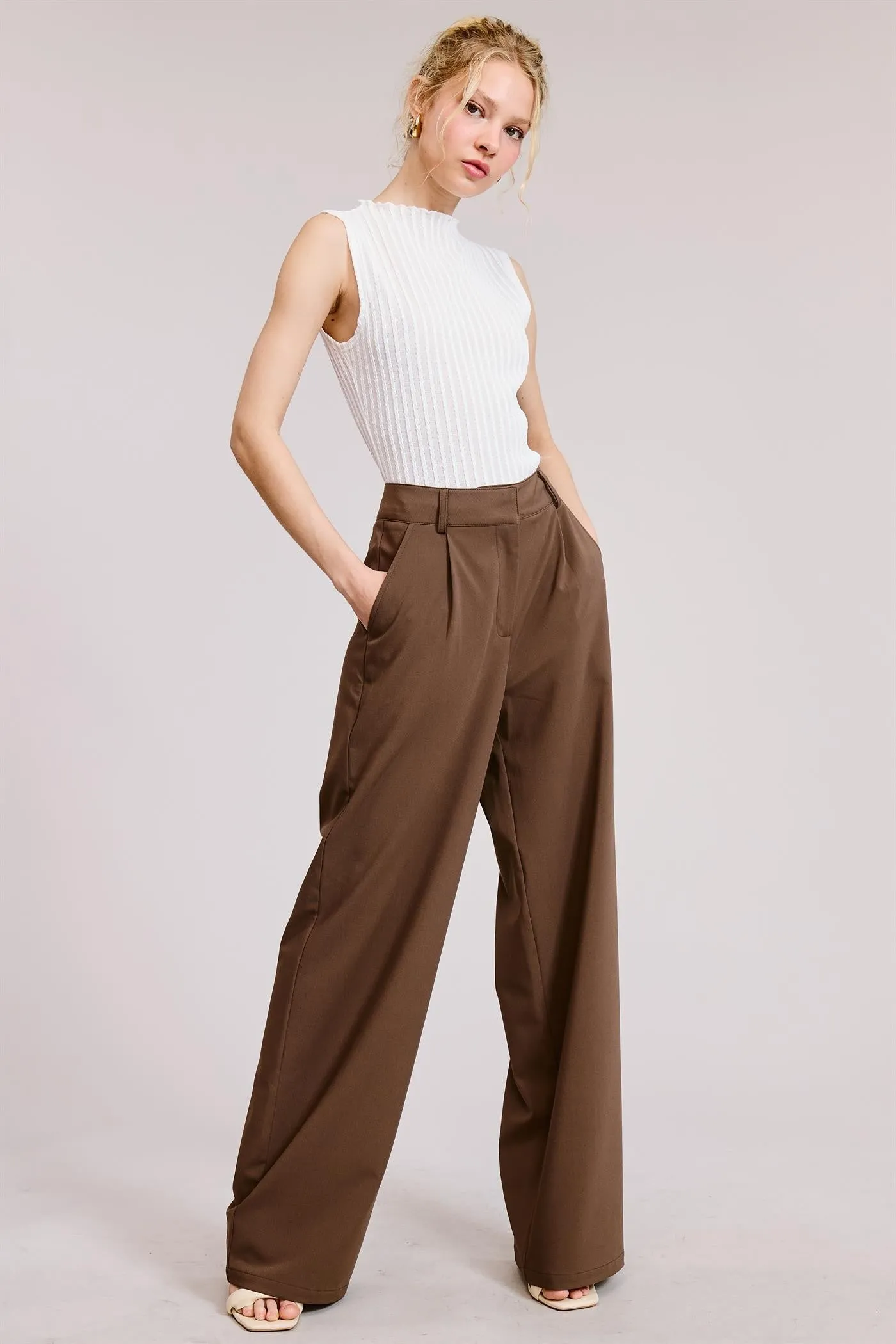 Pleated Wide Leg Trousers - Brown sold by Maude product image thumbnail 2